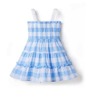 Janie And Jack Blue & White Gingham Smocked Sundress, 6